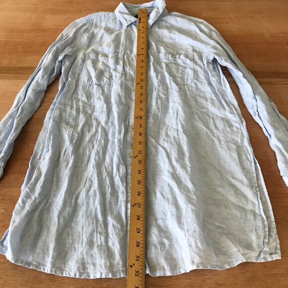 Tahari 100% Linen Top Women S Blue Button Up Pocket Long Sleeve Collared 17035 - Picture 5 of 15